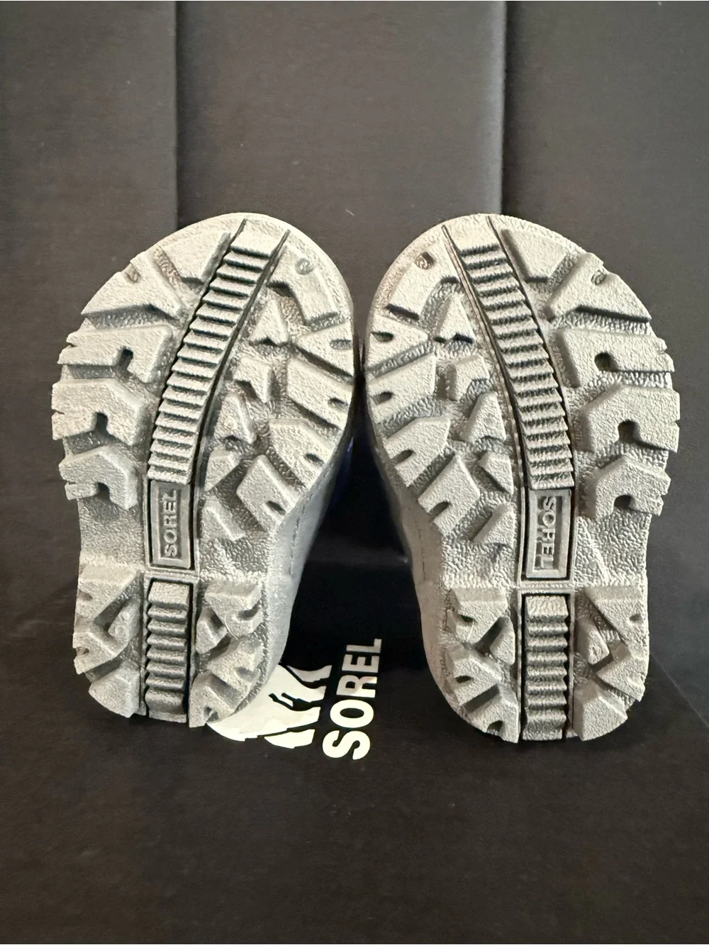 Sorel Kids Black and Blue Snow Boots with Yellow Logo